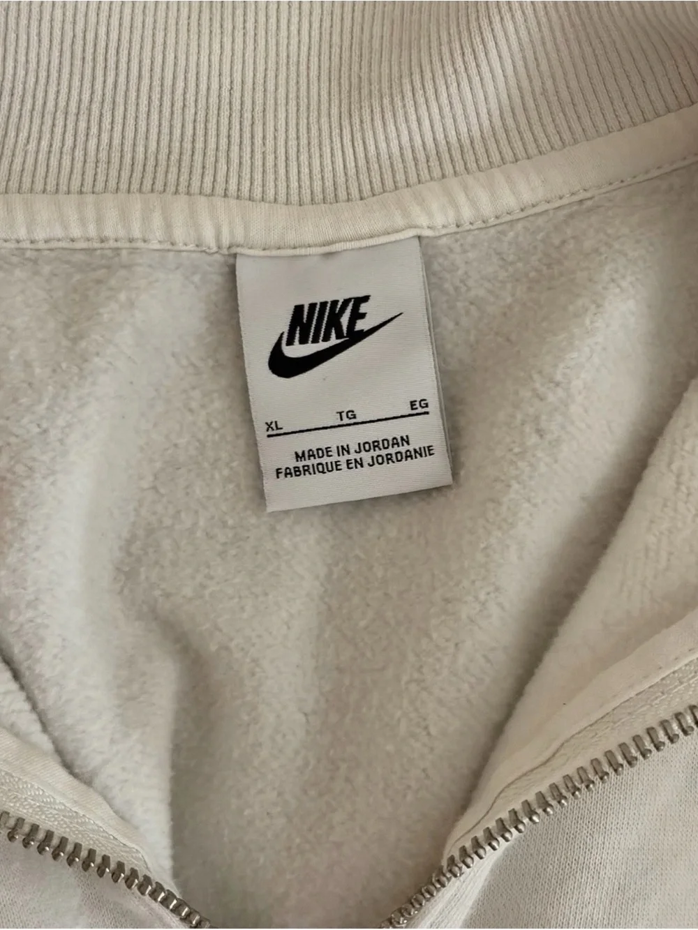 Nike White Half-Zip Sweatshirt with Black Swoosh